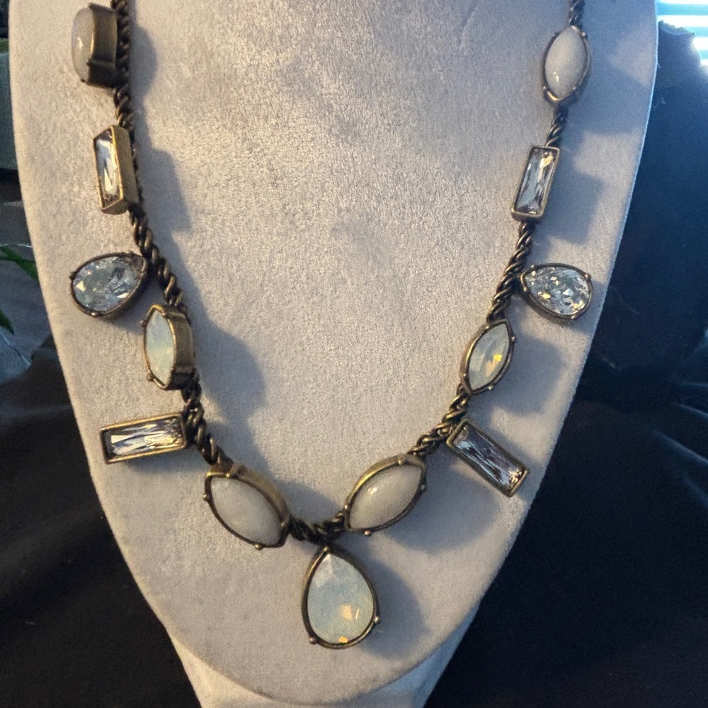 Silpada K&R Statement Necklace | Opalescent & Crystal Bronze Tone |